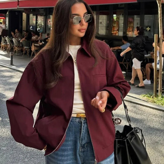 Veste Femme Bomber Croisée Manches Longues Ajustée 2