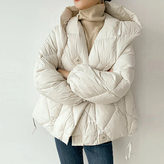 Veste Femme Doudoune Courte à Capuche en Duvet pour Hiver 2
