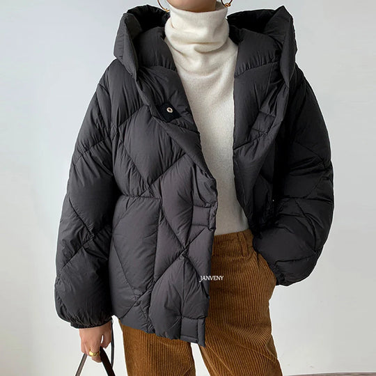 Veste Femme Doudoune Courte à Capuche en Duvet pour Hiver 3