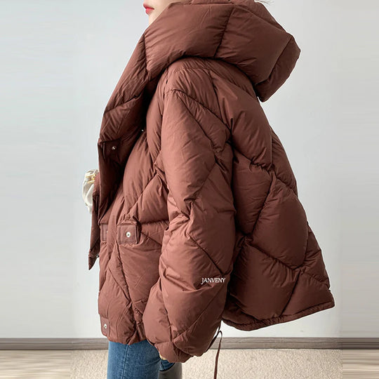 Veste Femme Doudoune Courte à Capuche en Duvet pour Hiver 4
