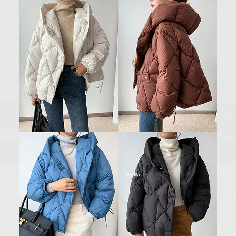 Veste Femme Doudoune Courte à Capuche en Duvet pour Hiver 5