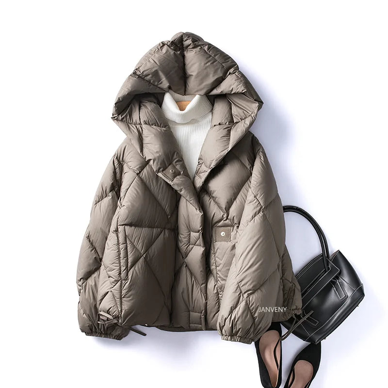 Veste Femme Doudoune Courte à Capuche en Duvet pour Hiver 6