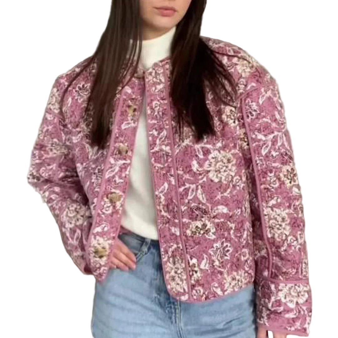 Veste Femme Puffer Courte Imprimé Floral Chic 0