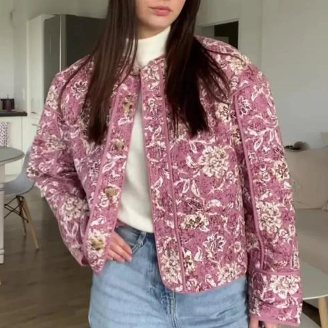 Veste Femme Puffer Courte Imprimé Floral Chic 0