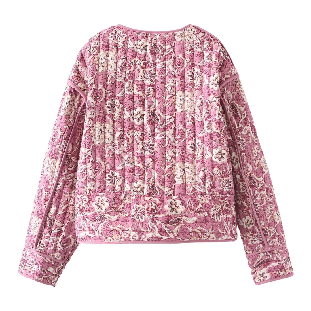 Veste Femme Puffer Courte Imprimé Floral Chic 2
