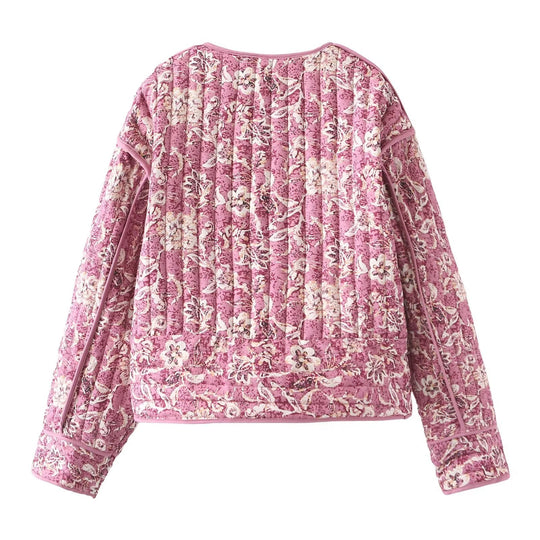 Veste Femme Puffer Courte Imprimé Floral Chic 2