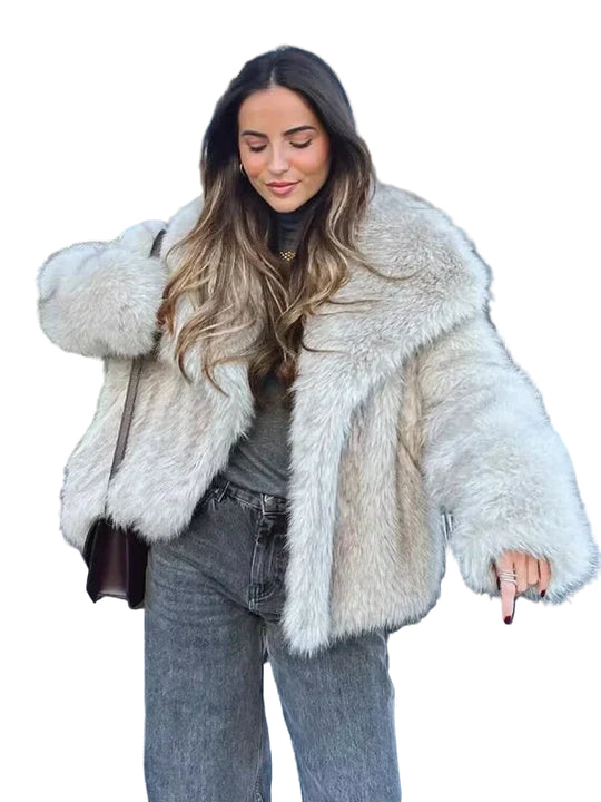 Veste Femme en Fausses Fourrures Chic 0