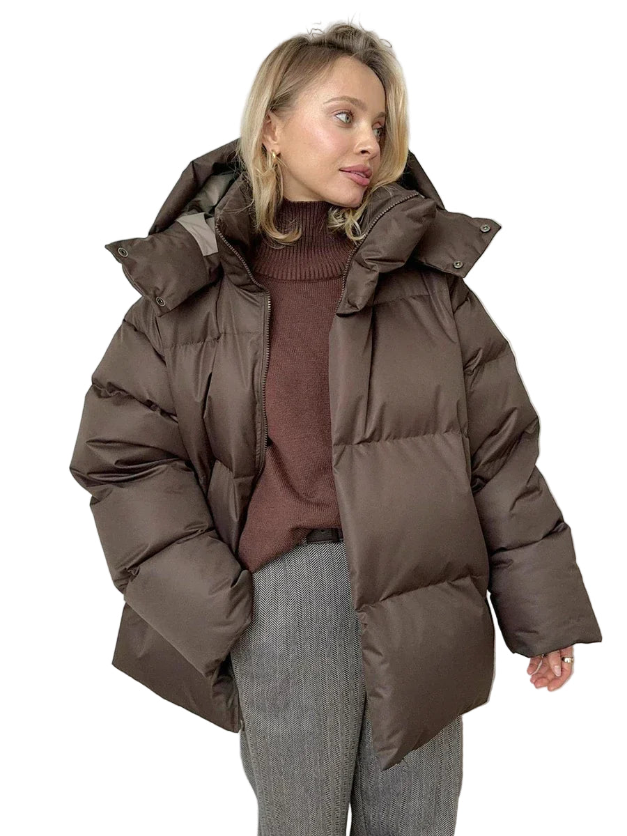 Veste Hiver Femme Oversize Rembourrée Moderne avec Poches 1