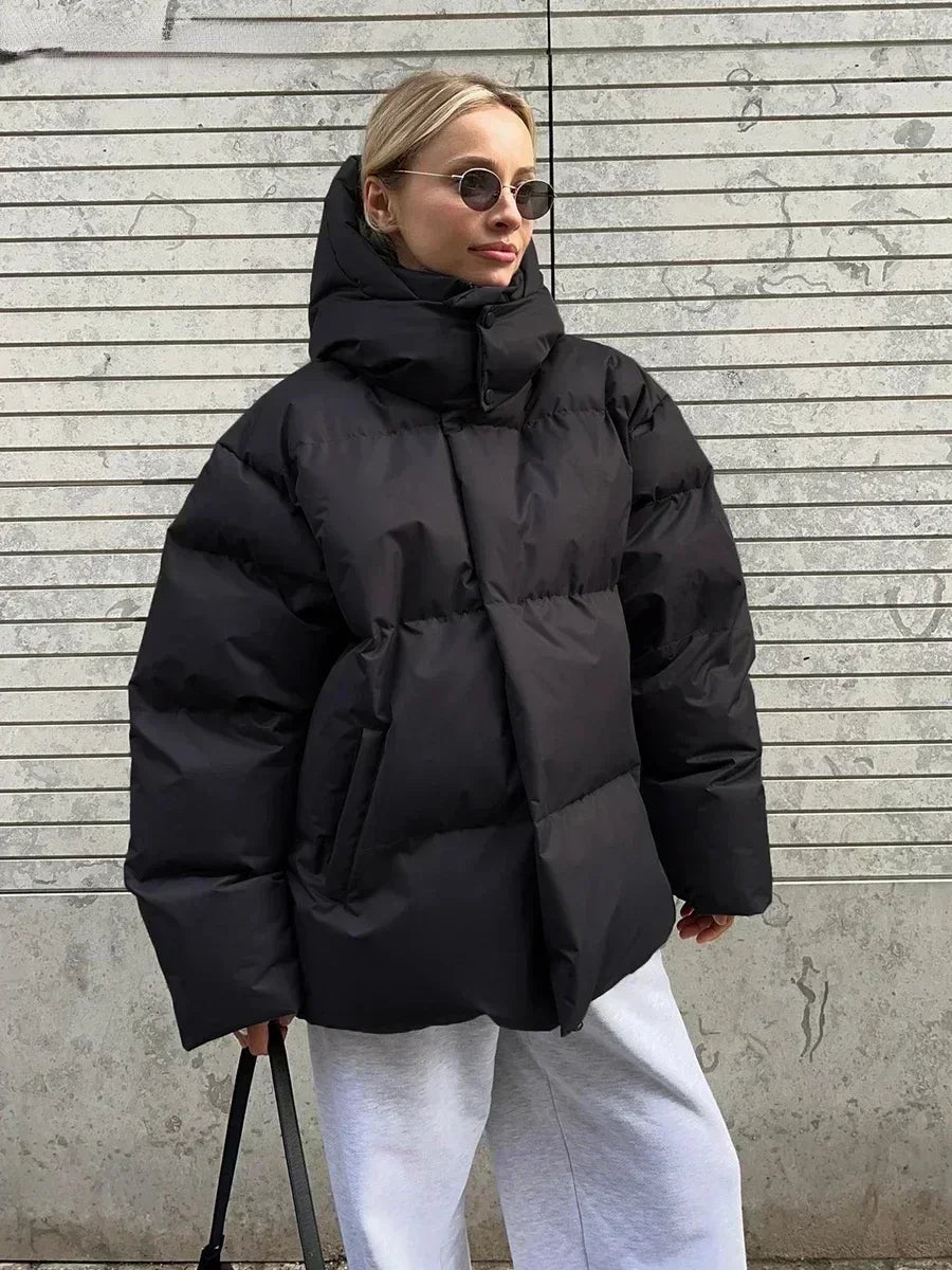 Veste Hiver Femme Oversize Rembourrée Moderne avec Poches 3