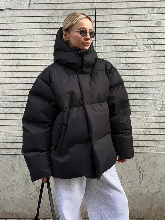 Veste Hiver Femme Oversize Rembourrée Moderne avec Poches 3