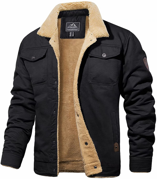Veste Hiver Homme Doublée Style Robuste avec Poches 4