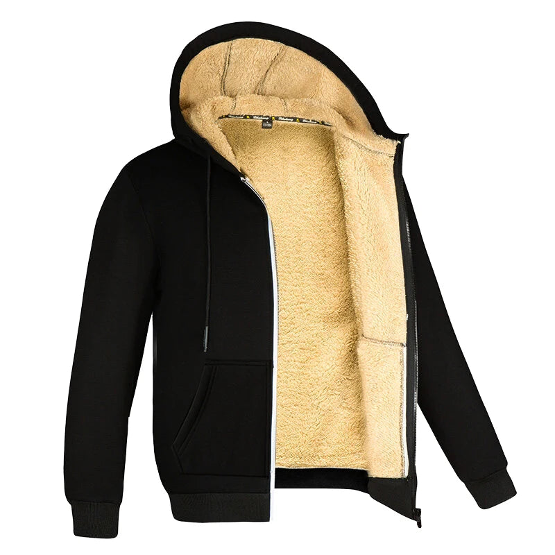 Veste Homme À Capuche En Laine D'Agneau Coupe Moderne Décontractée 0