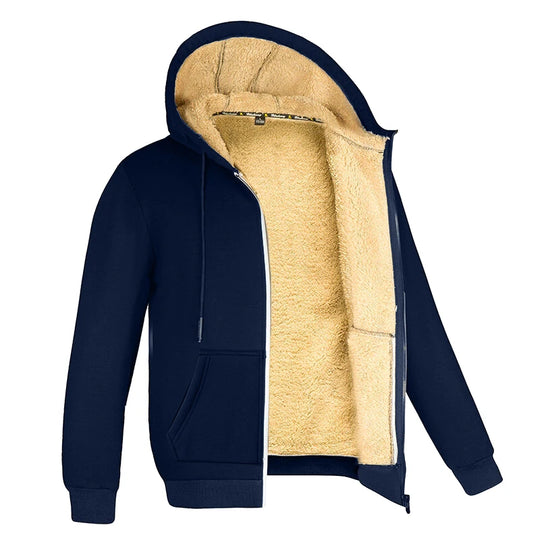 Veste Homme À Capuche En Laine D'Agneau Coupe Moderne Décontractée 1
