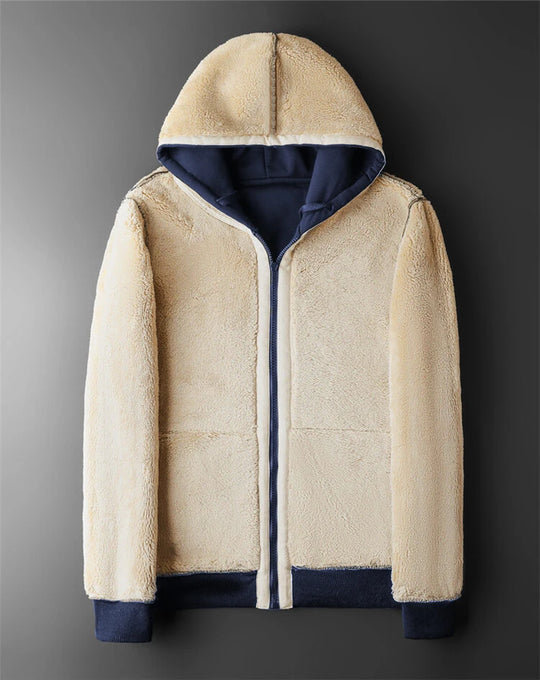 Veste Homme À Capuche En Laine D'Agneau Coupe Moderne Décontractée 4