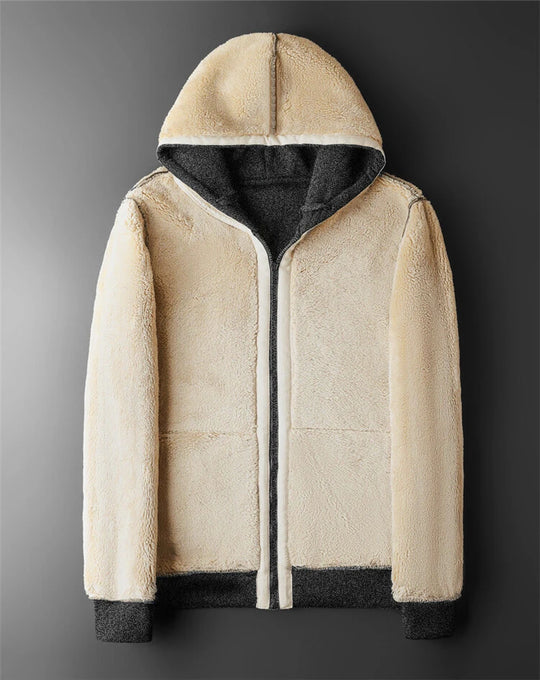 Veste Homme À Capuche En Laine D'Agneau Coupe Moderne Décontractée 5