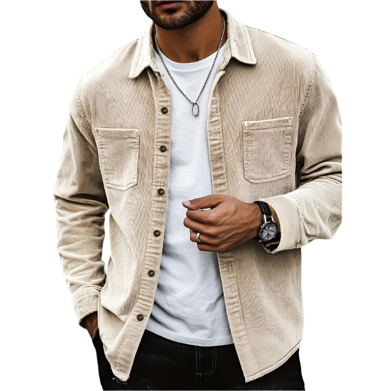 Veste Homme Côtelée Automnale en Velours Polyester Casual 2