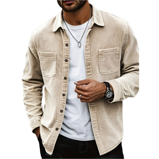 Veste Homme Côtelée Automnale en Velours Polyester Casual 2