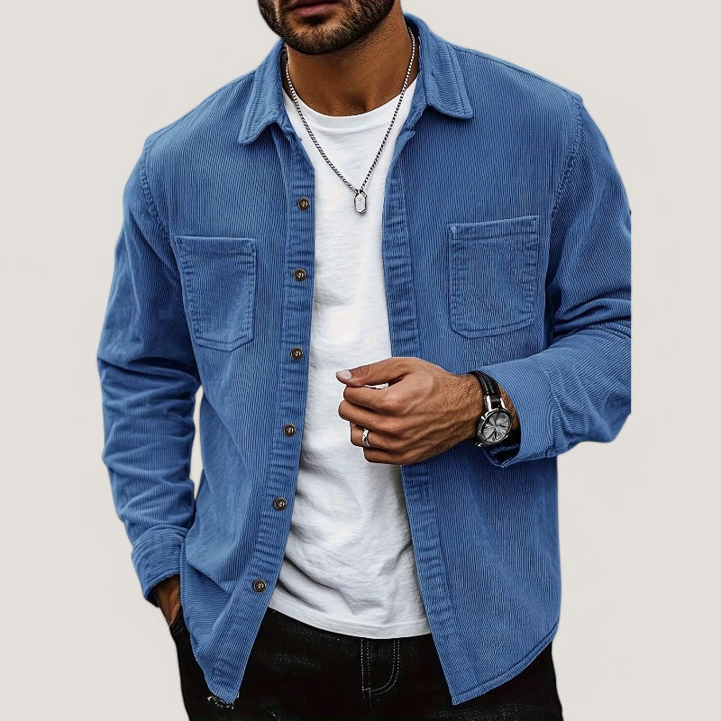 Veste Homme Côtelée Automnale en Velours Polyester Casual 7