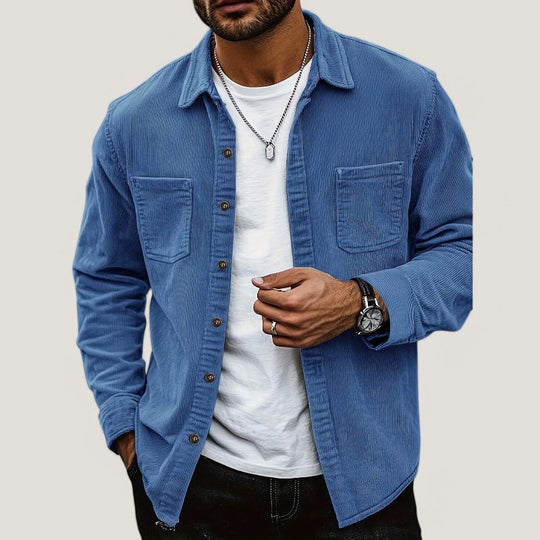 Veste Homme Côtelée Automnale en Velours Polyester Casual 7