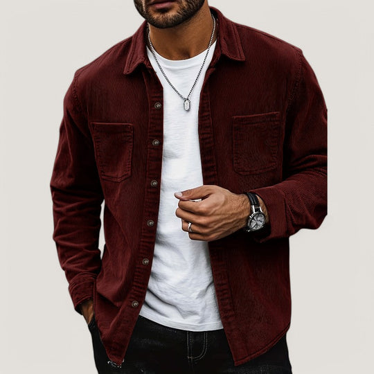 Veste Homme Côtelée Automnale en Velours Polyester Casual 9