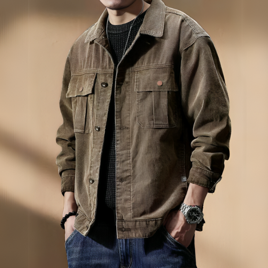 Veste Homme Décontractée en Cordeau Mélange Coton Polyester 3