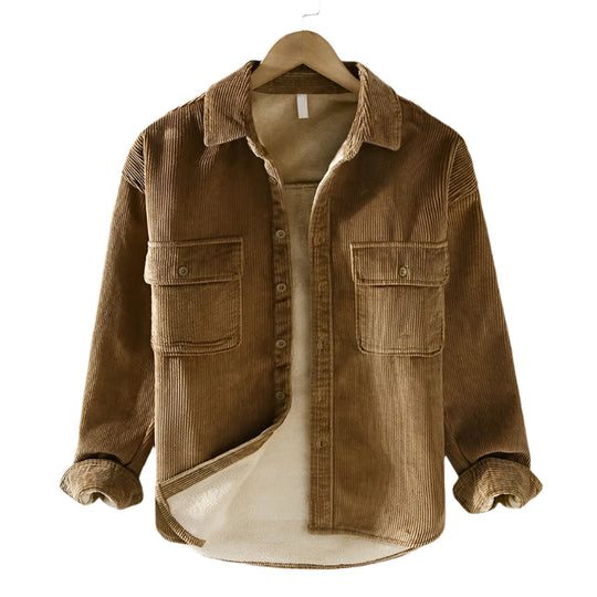 Veste Homme Rétro en Velours Côtelé Doublée Chaude 0