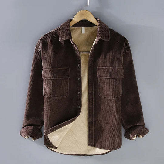 Veste Homme Rétro en Velours Côtelé Doublée Chaude 2