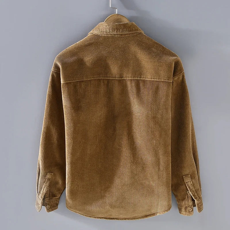 Veste Homme Rétro en Velours Côtelé Doublée Chaude 4
