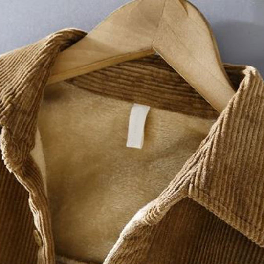 Veste Homme Rétro en Velours Côtelé Doublée Chaude 5