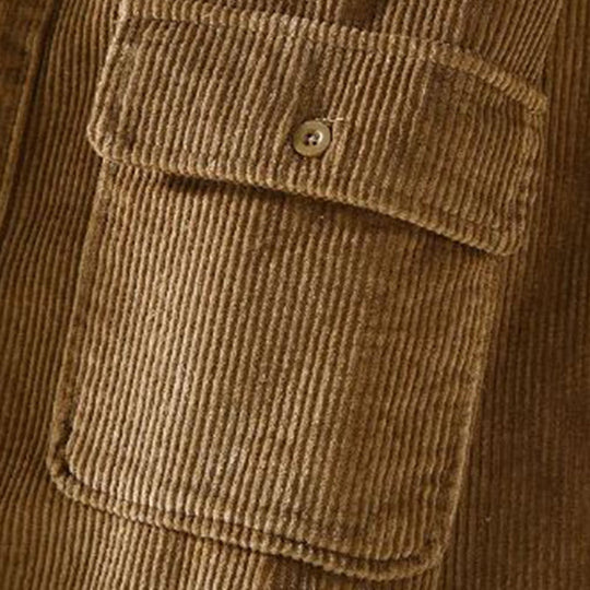Veste Homme Rétro en Velours Côtelé Doublée Chaude 7