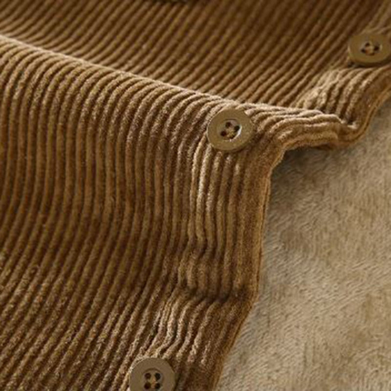 Veste Homme Rétro en Velours Côtelé Doublée Chaude 8