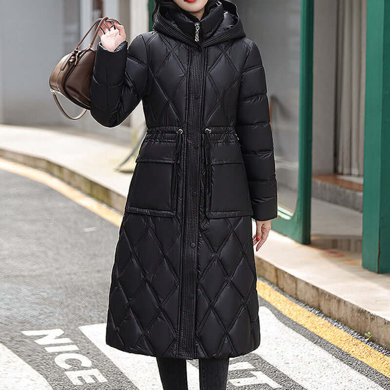Veste Padded Femme Longue à Capuche 1