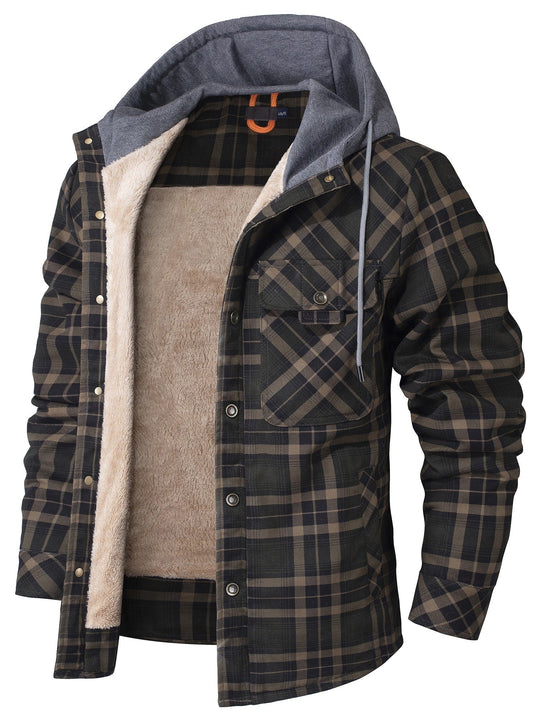 Veste à Capuche en Flanelle pour Hommes, Style Décontracté 1