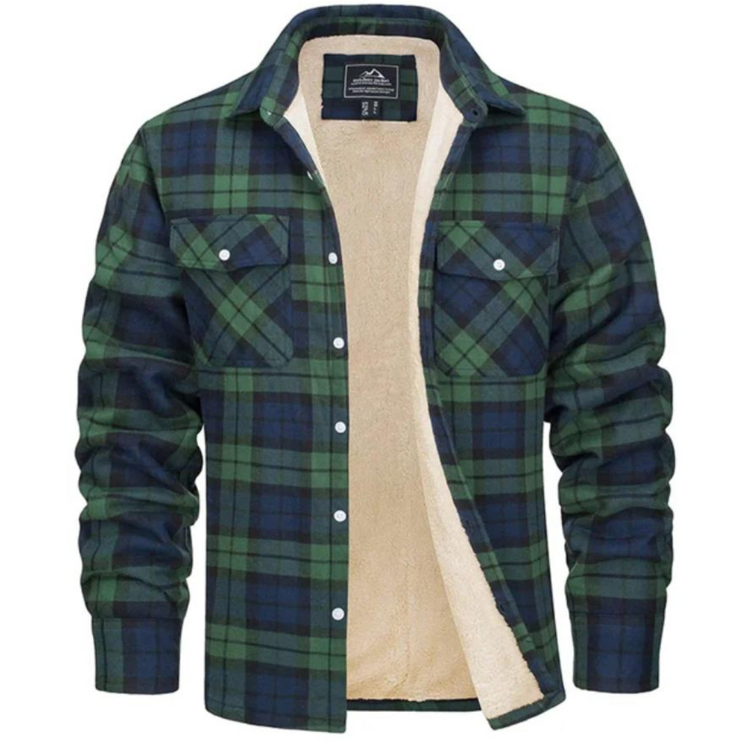 Veste à carreaux pour homme en polaire avec fermeture à boutons 2