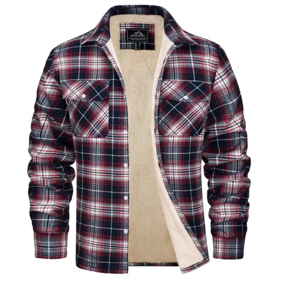 Veste à carreaux pour homme en polaire avec fermeture à boutons 3