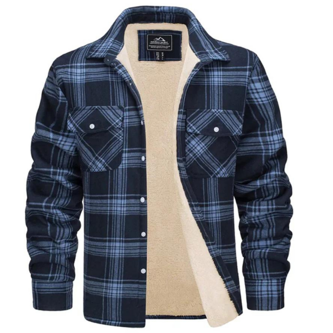 Veste à carreaux pour homme en polaire avec fermeture à boutons 6