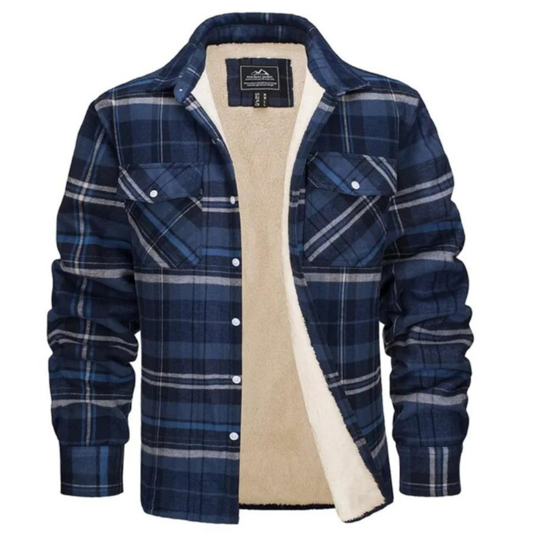 Veste à carreaux pour homme en polaire avec fermeture à boutons 7