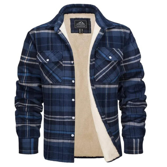 Veste à carreaux pour homme en polaire avec fermeture à boutons 7
