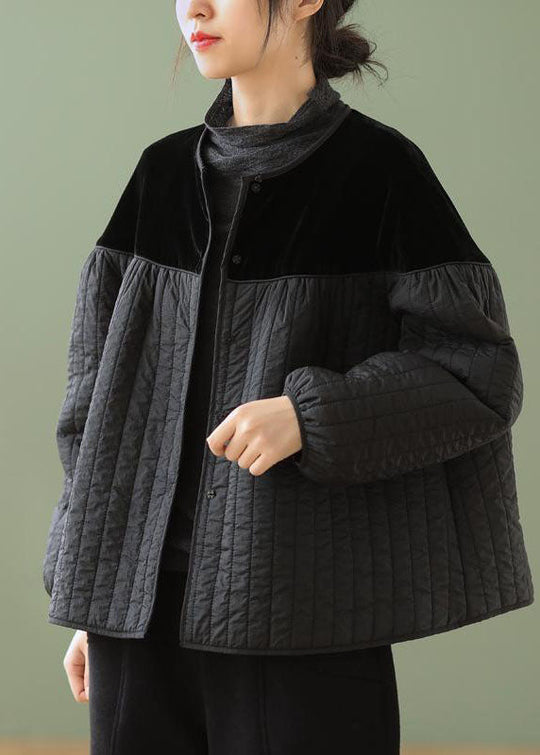 Veste d'hiver Boho à col rond et patchwork 0