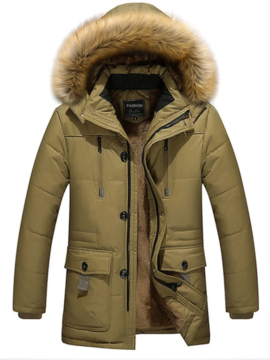 Veste en Coton Longue pour Homme avec Col en Fourrure 1