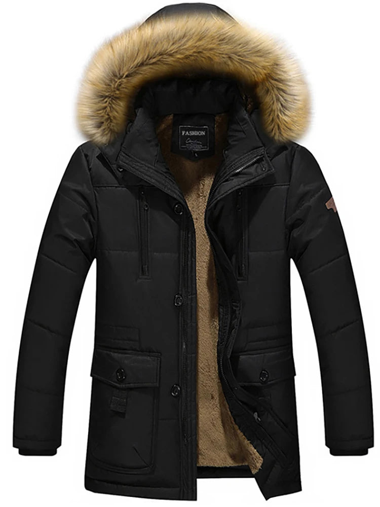 Veste en Coton Longue pour Homme avec Col en Fourrure 2