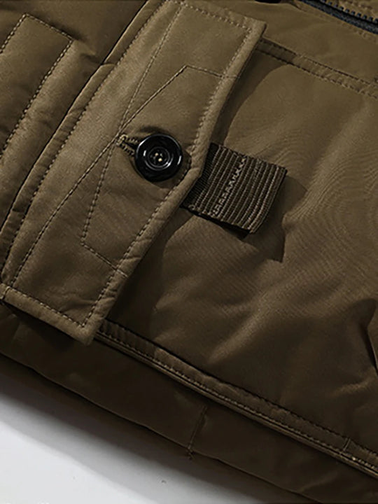Veste en Coton Longue pour Homme avec Col en Fourrure 3
