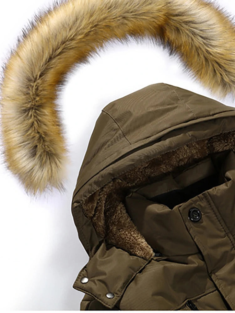 Veste en Coton Longue pour Homme avec Col en Fourrure 4