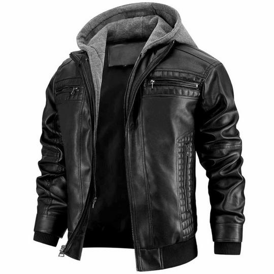 Veste en Crochets pour Hommes Style Moto avec Poches Multiples 0