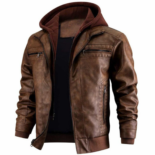 Veste en Crochets pour Hommes Style Moto avec Poches Multiples 1