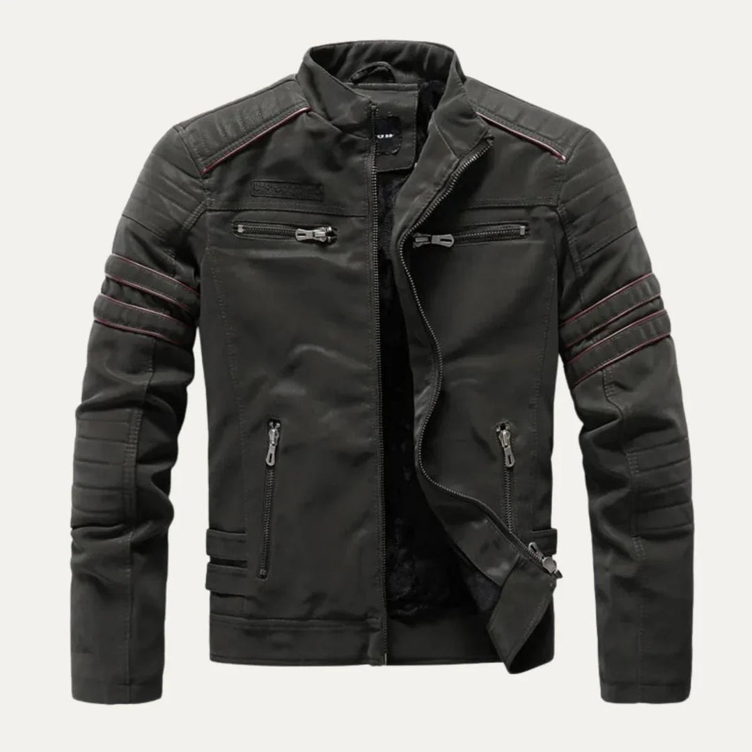 Veste en Cuir Homme Style Torino avec Doublure en Polaire pour Automne et Hiver 1