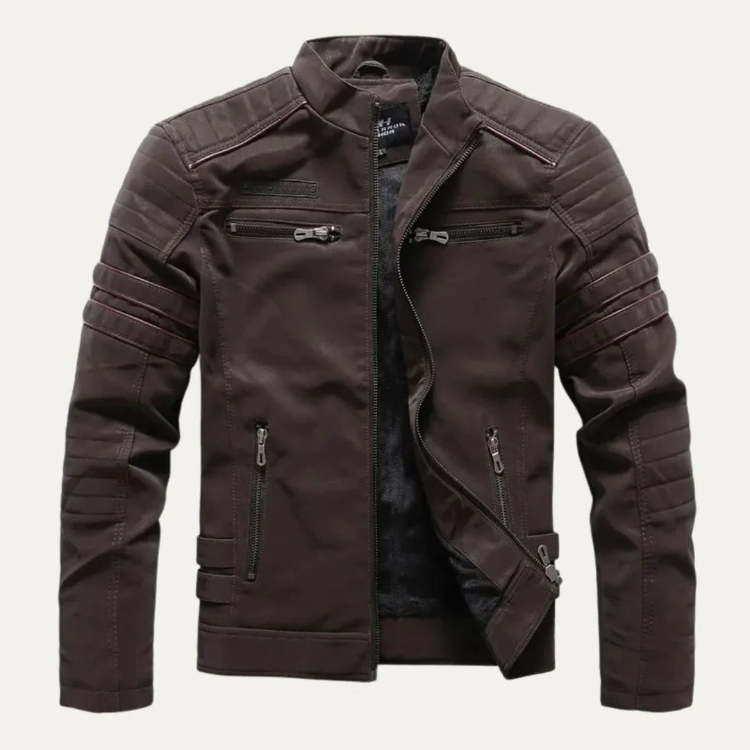Veste en Cuir Homme Style Torino avec Doublure en Polaire pour Automne et Hiver 2
