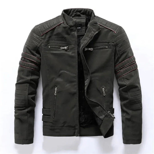 Veste en Cuir Homme Style Torino avec Doublure en Polaire pour Automne et Hiver 7