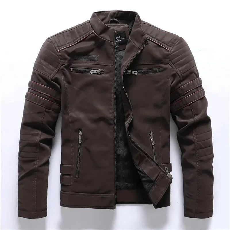 Veste en Cuir Homme Style Torino avec Doublure en Polaire pour Automne et Hiver 8