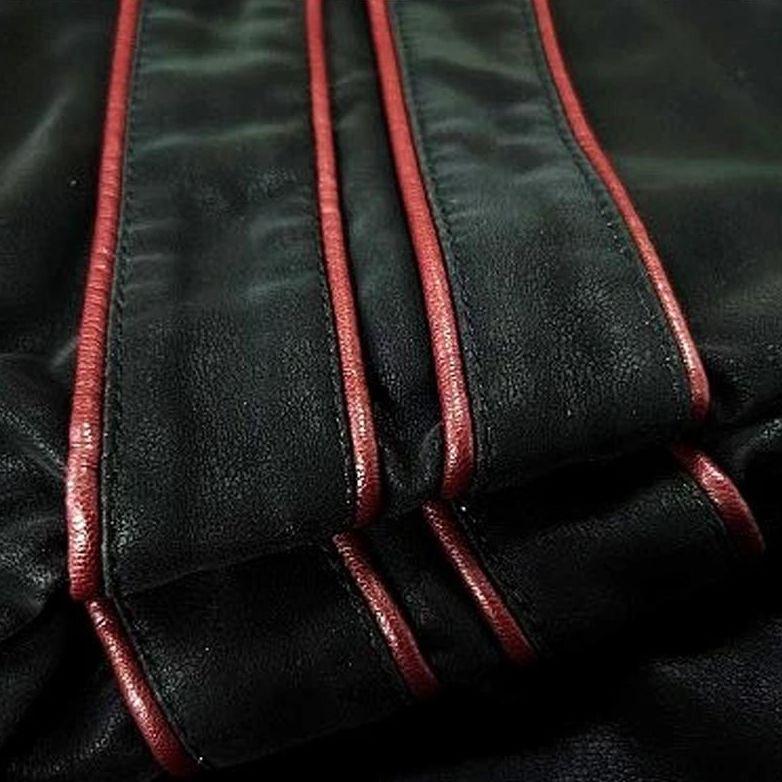 Veste en Cuir PU pour Hommes avec Détails Rouges 2
